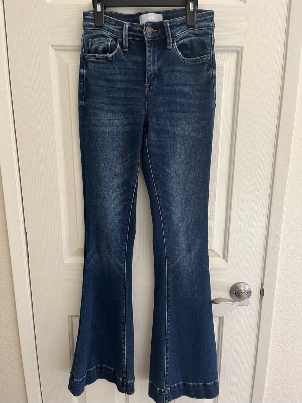 Dark Wash Flare Women's Jeans - Navy Blue